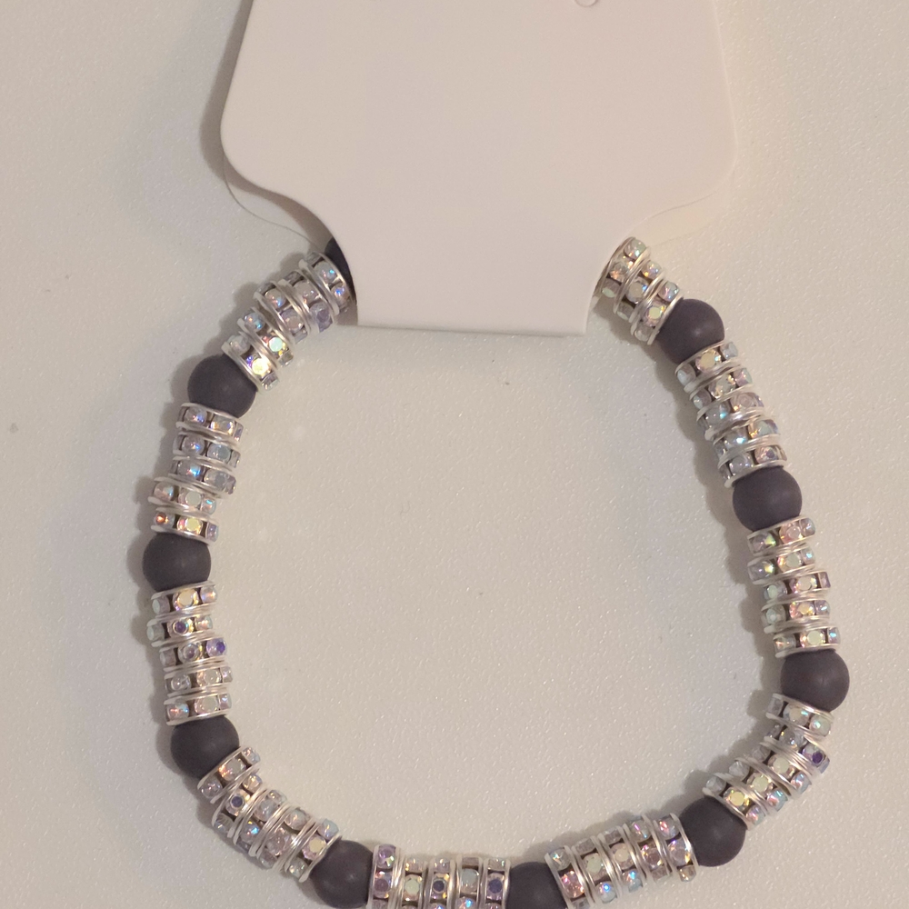 Elegant Silver and Gray Beaded Bracelet